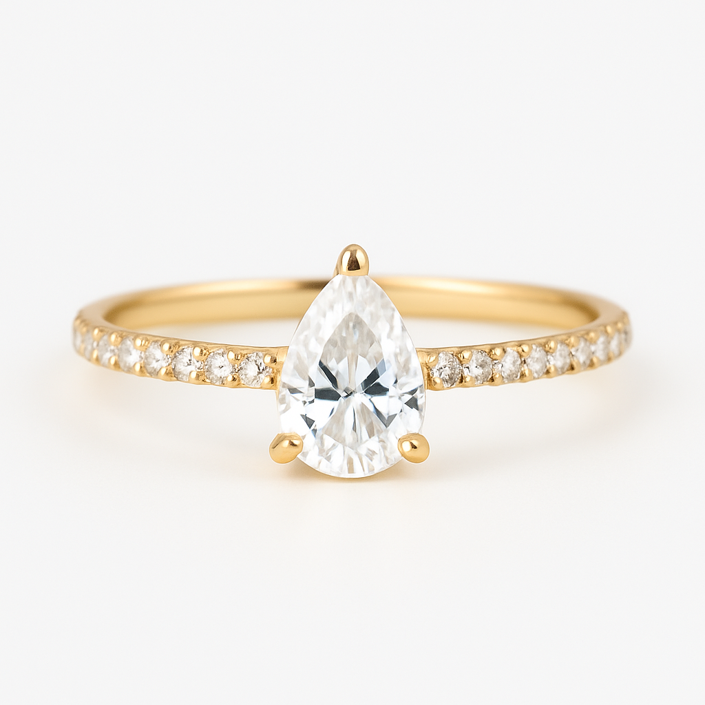 0.4 Carat Pear Moissanite Petite Ring