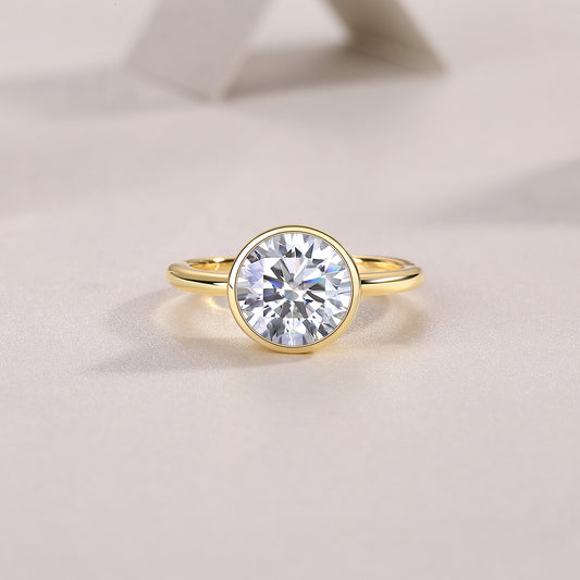 2.75 Carat Round Cut Moissanite Bezel Ring