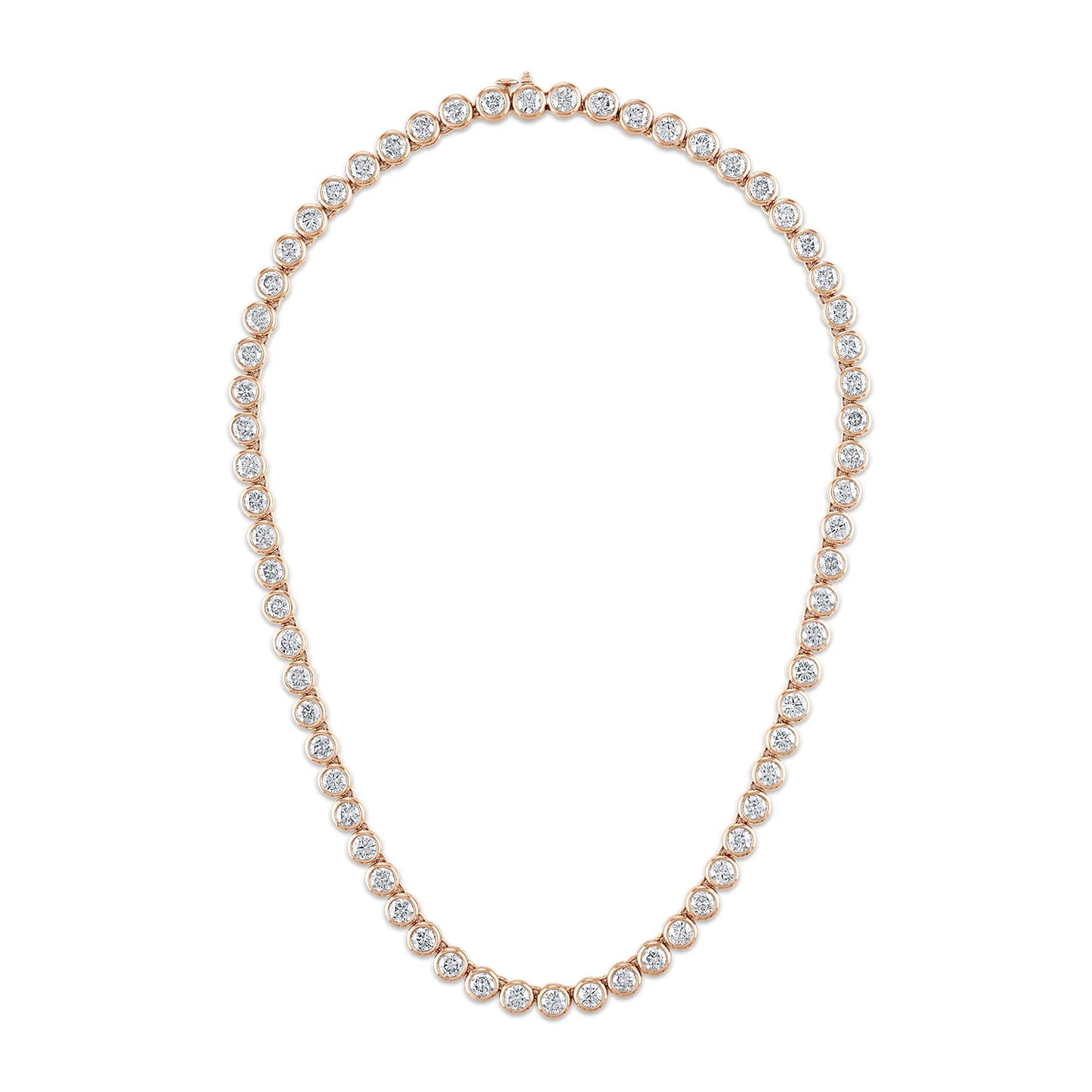 2mm moissanite tennis chain necklace in 14K or 18K yellow gold, bezel set diamond alternative jewellery Australia, minimalist fine jewellery