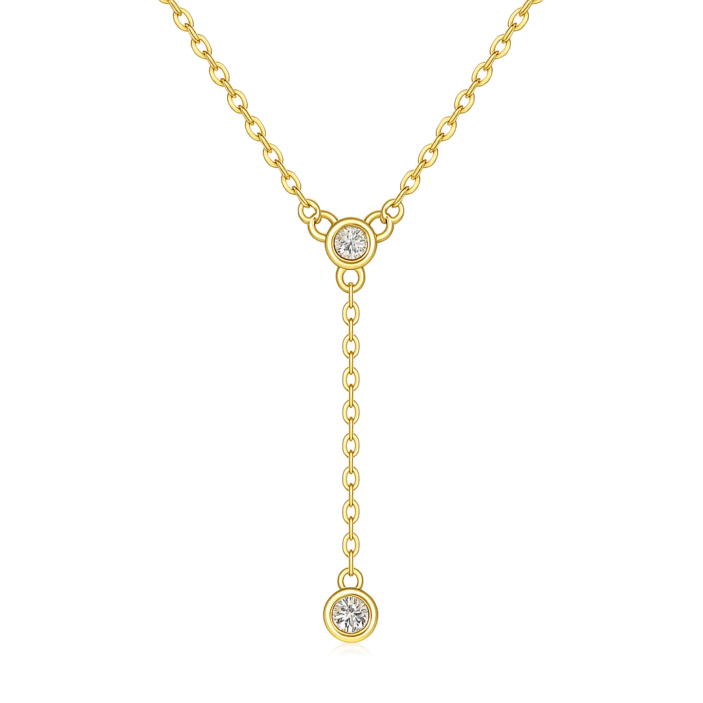 Y-Drop Moissanite Bezel Set Necklace