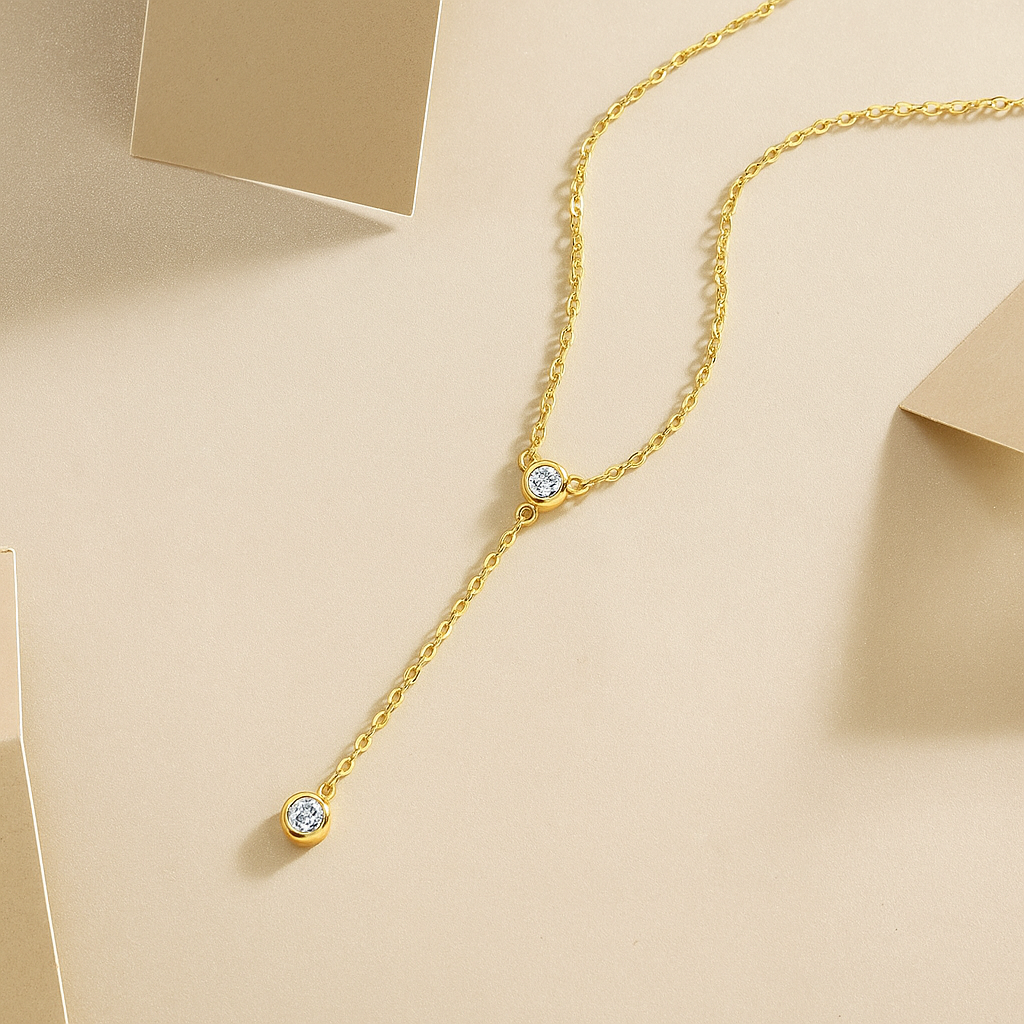 Y-Drop Moissanite Bezel Set Necklace