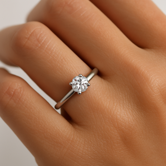 0.5 Carat Round Cut Moissanite Silver Ring
