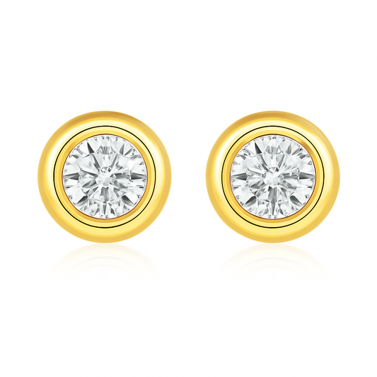2 Carats tw Round Cut Bezel Studs in Silver