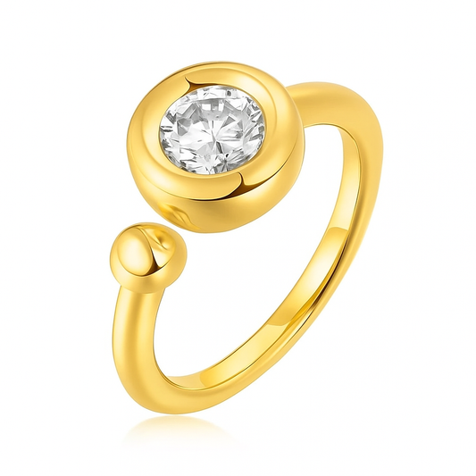 1 Carat Round Cut Bezel Set Open Ring in Silver