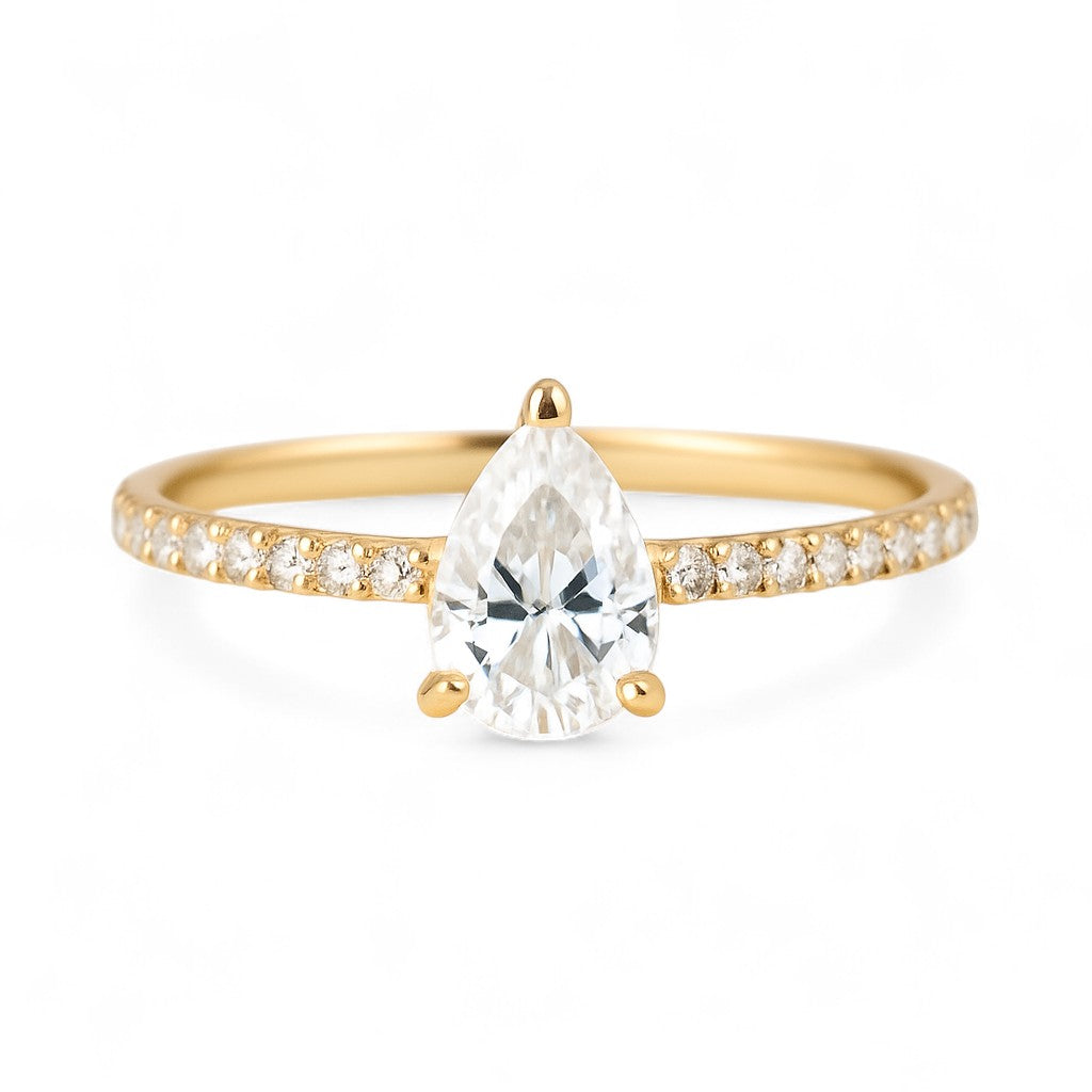 0.4 Carat Pear Moissanite Petite Ring