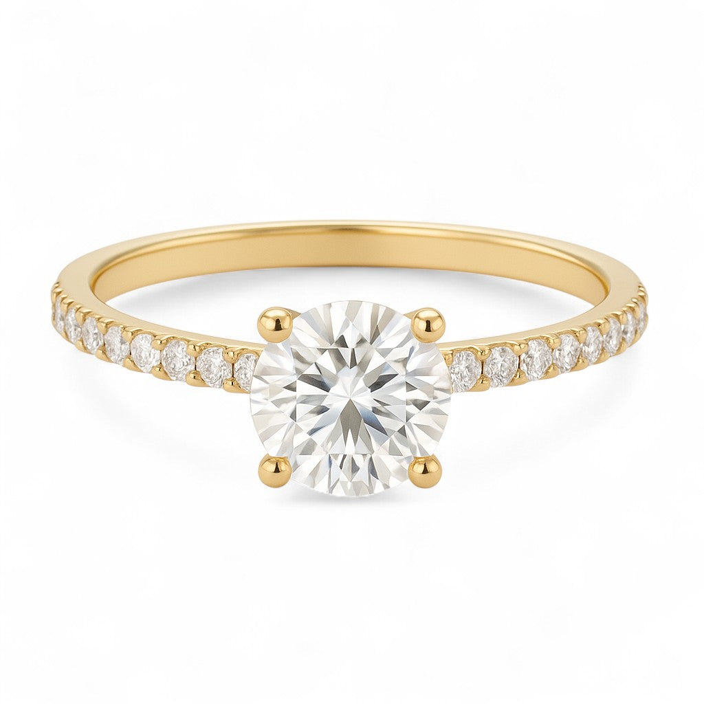 0.5 Carat Round Moissanite Petite Ring Ready to Ship