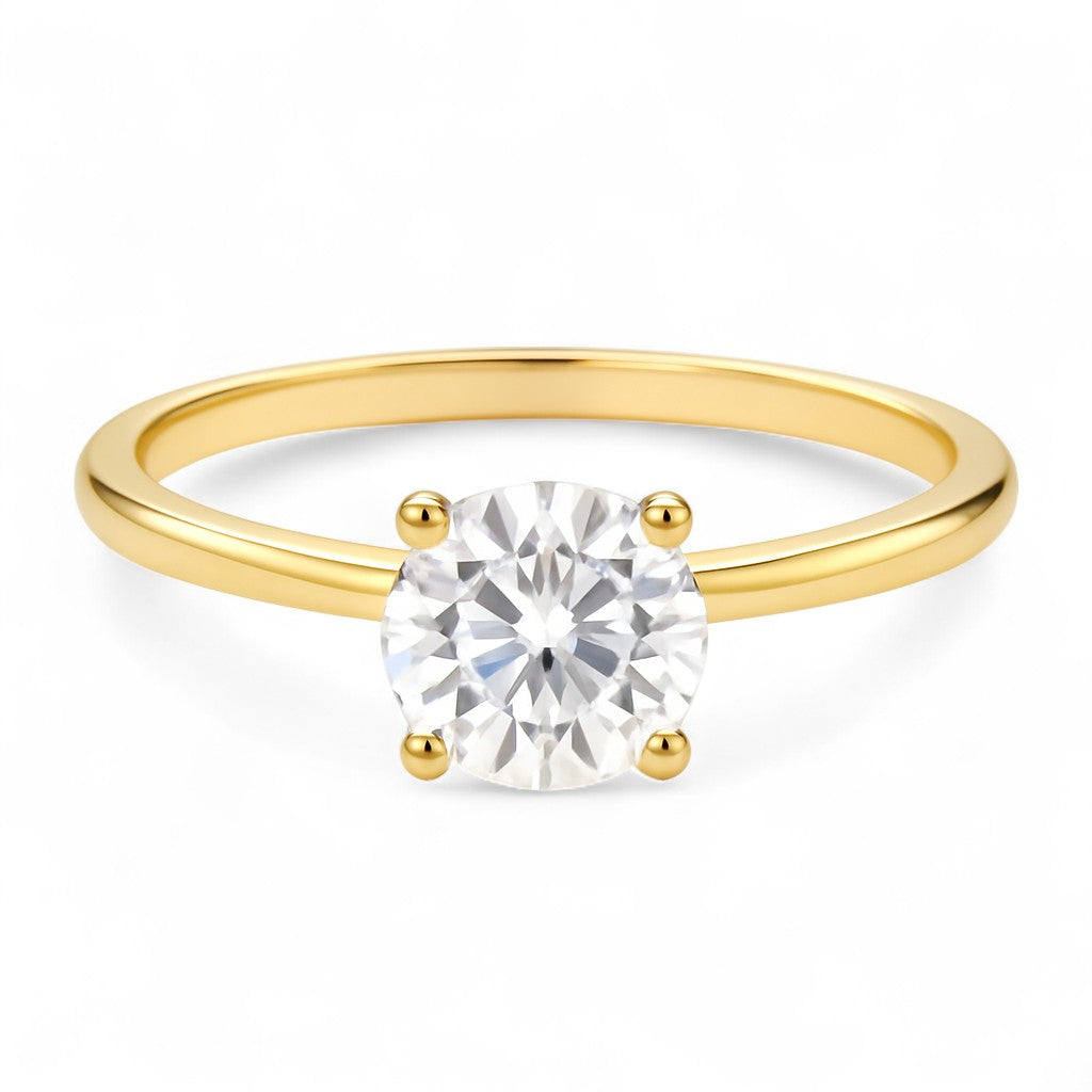 0.5 Carat Round Cut Moissanite Silver Ring