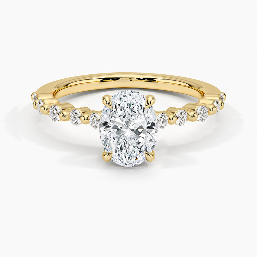 Oval Cut Accent Band Moissanite Ring