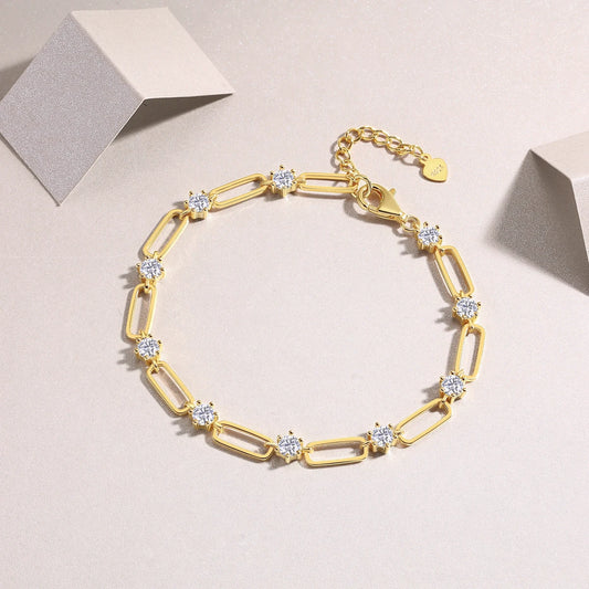 Moissanite Chain Link Bracelet