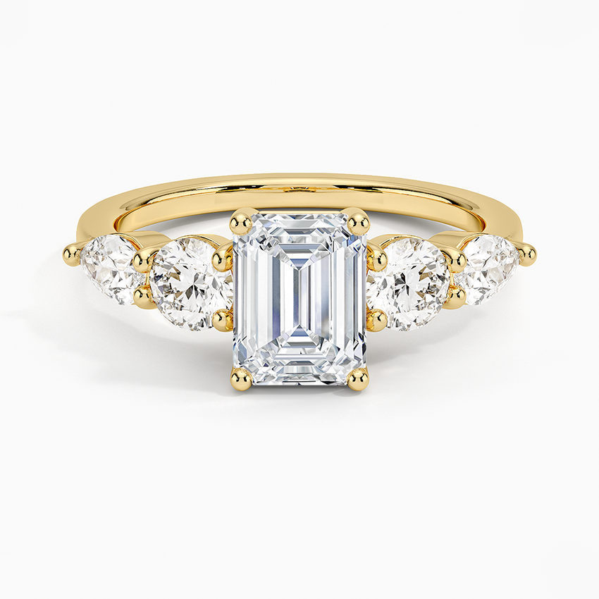 Emerald Five Stone Moissanite Ring