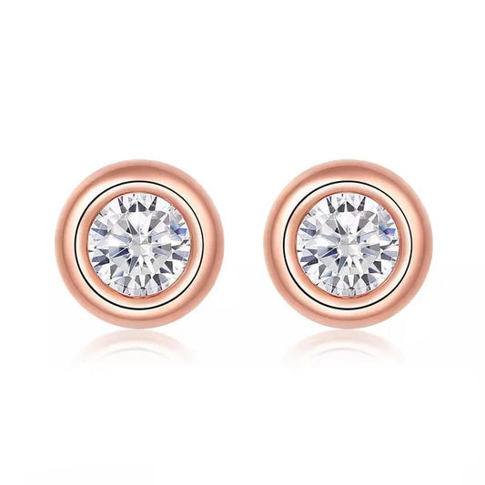 2 Carats tw Round Cut Bezel Studs in Silver