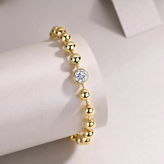 Bead Bracelet with Moissanite Accent