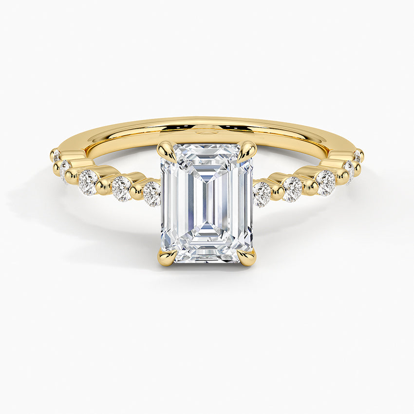 Emerald Cut Accent Band Moissanite Ring