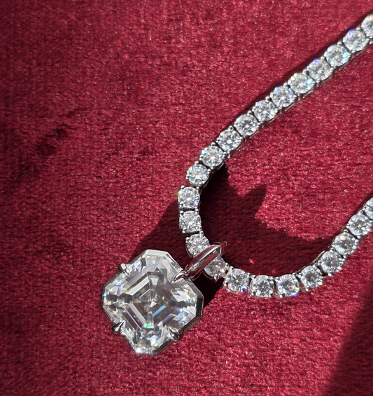 5 carat Asscher Cut Moissanite Attachable Pendant