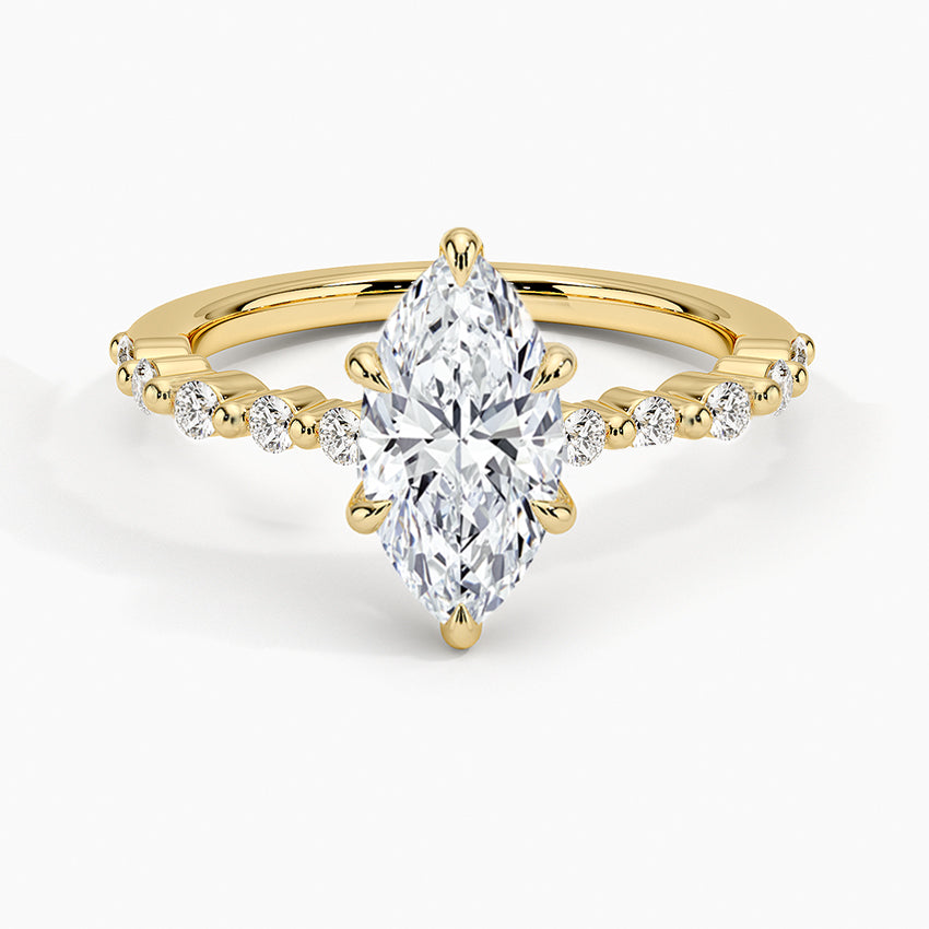Marquise Cut Accent Band Moissanite Ring