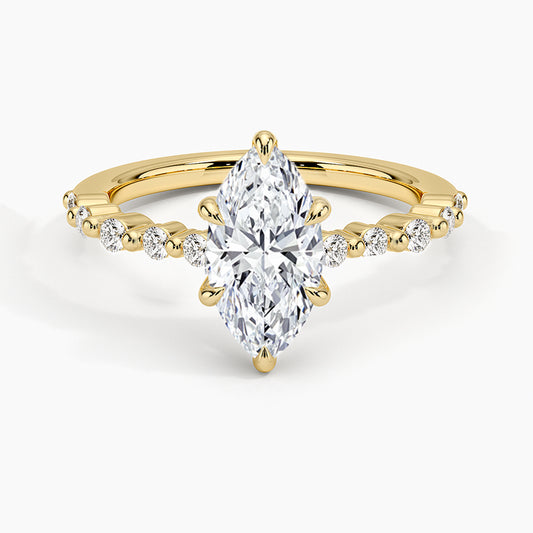 Marquise Cut Accent Band Moissanite Ring
