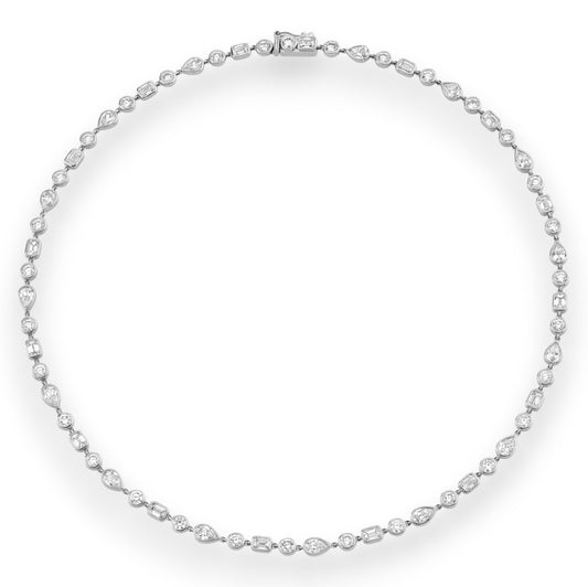 Diamond necklace on a white background