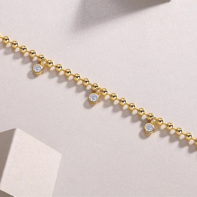 Round Moissanite Beaded Bracelet