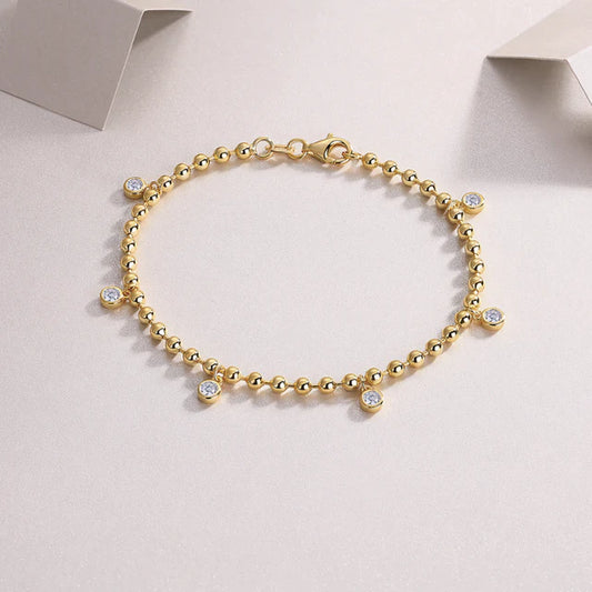 Round Moissanite Beaded Bracelet