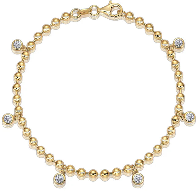 Round Moissanite Beaded Bracelet