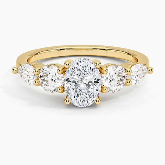 Oval Five Stone Moissanite Ring Ready to Ship