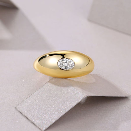 Sculptural gold moissanite dome ring in sterling silver for women | Ethical moissanite Australia | Statement moissanite rings Sydney