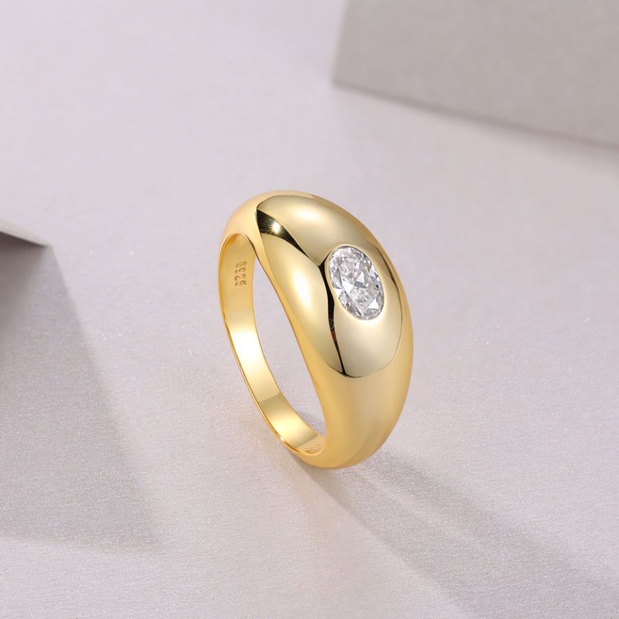 Sculptural gold moissanite dome ring in sterling silver for women | Ethical moissanite Australia | Statement moissanite rings Sydney