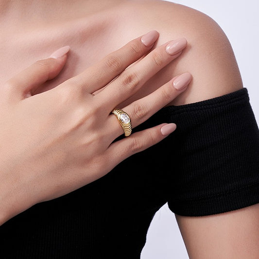 Ribbed Dome 1.33 Carat Moissanite Ring