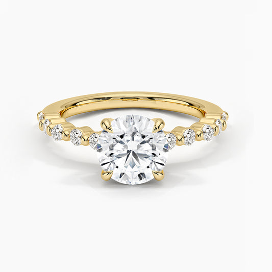 Round Cut Accent Band Moissanite Ring