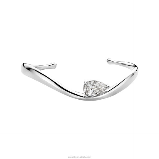 Pear Cut Moissanite Sculpted Gold Cuff