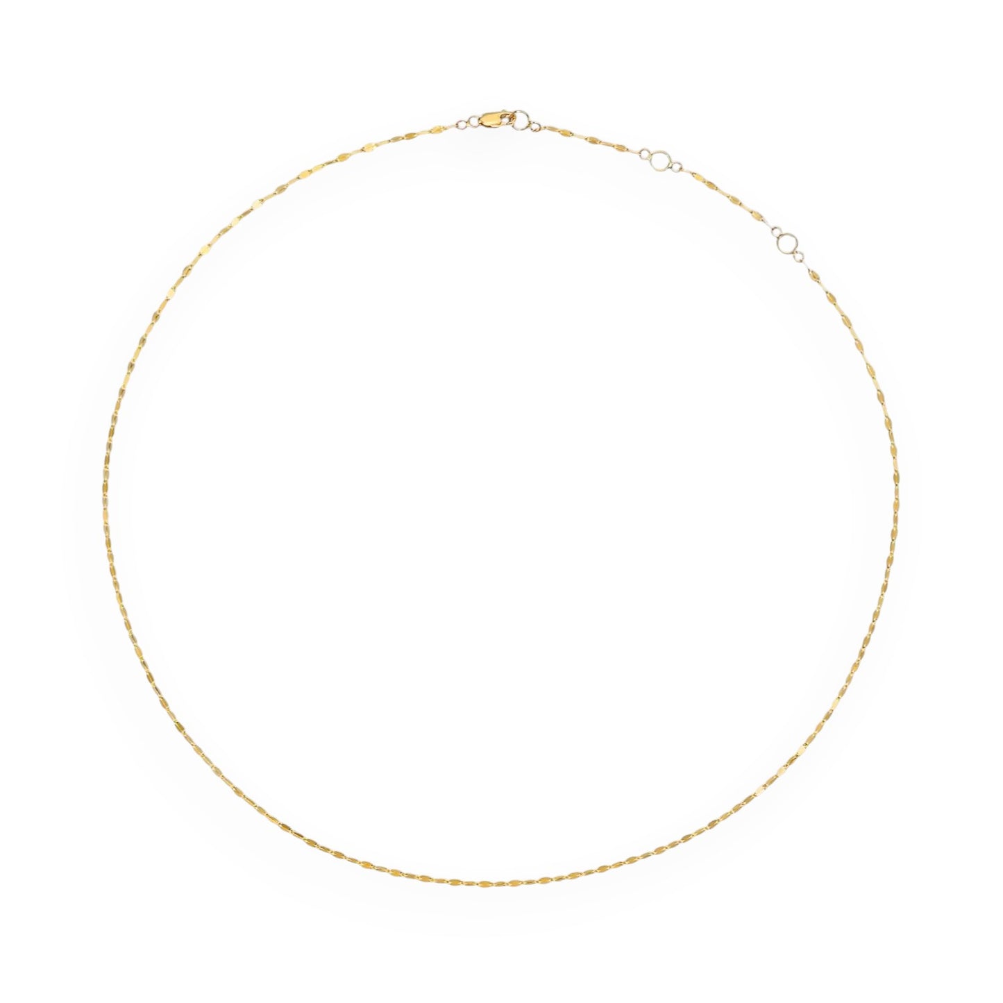 Gold necklace on a white background