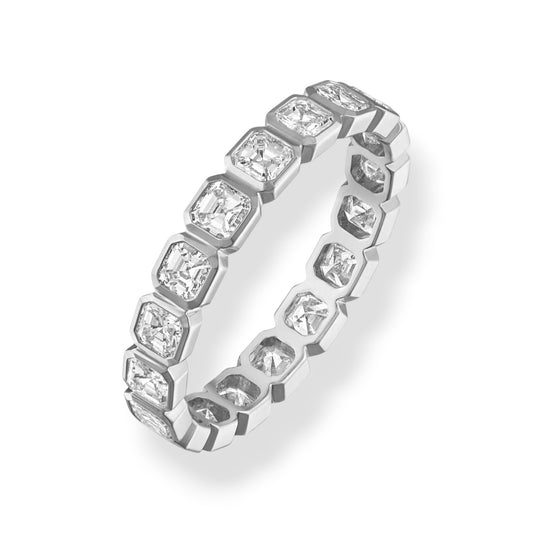 asscher Diamond ring with a white background