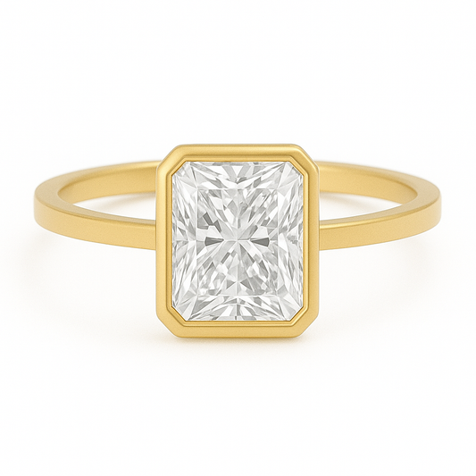 1 carat radiant cut moissanite engagement ring in gold-plated sterling silver – ethical diamond alternative jewellery in Sydney, Australia