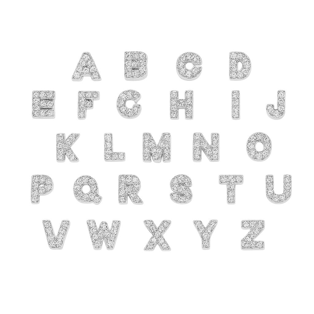 slider bangle alphabet charms paved