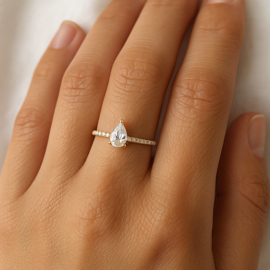 0.4 Carat Pear Moissanite Petite Ring