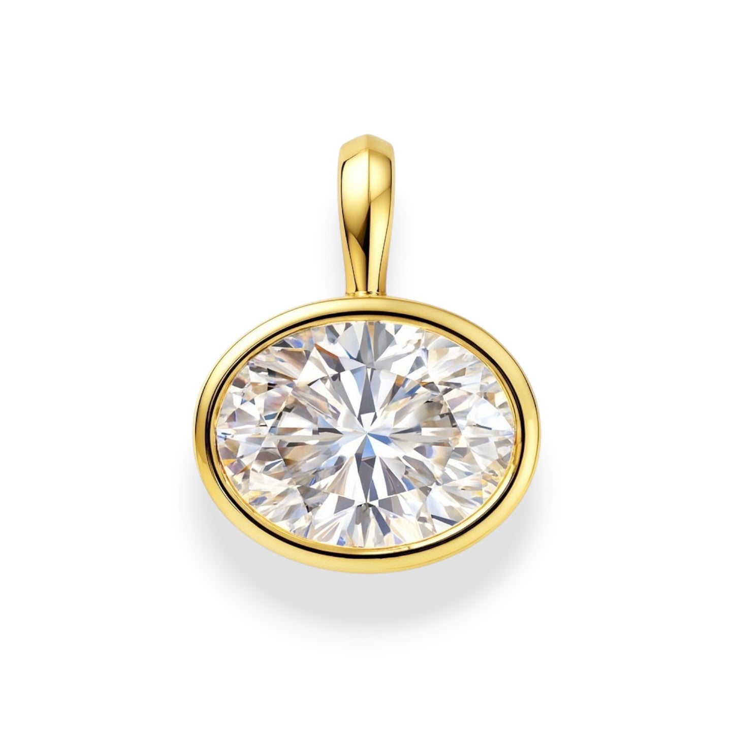 Oval Cut Moissanite Bezel Attachable Pendant