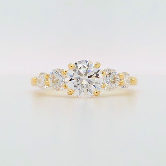 Round Five Stone Moissanite Ring Ready to Ship