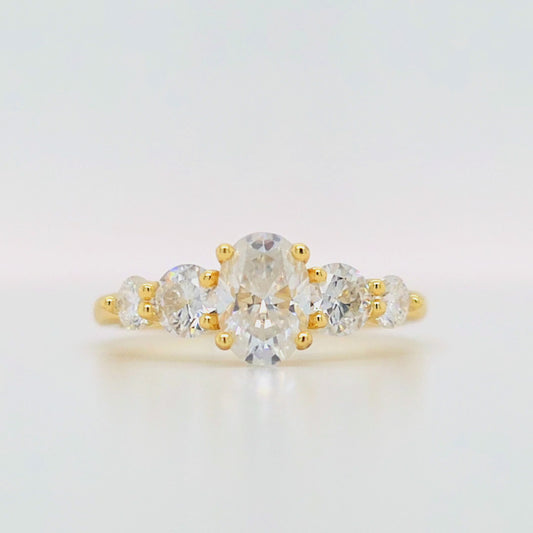 Oval Five Stone Moissanite Ring Ready to Ship