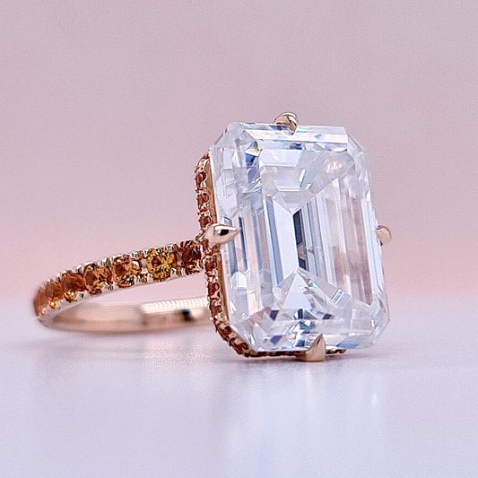 4.5ct Emerald Cut Moissanite Floating Engagement Ring