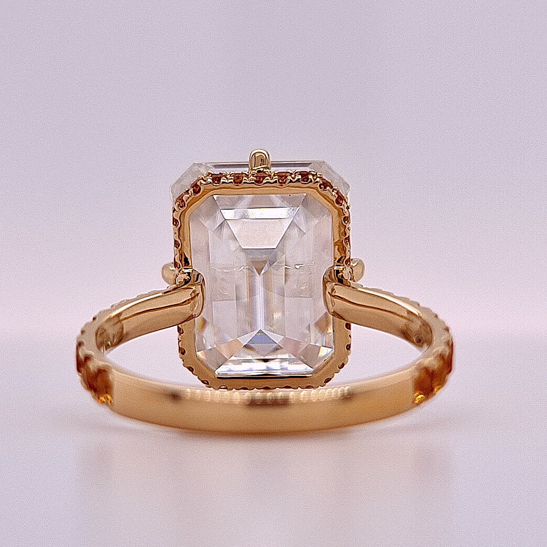 4.5ct Emerald Cut Moissanite Floating Engagement Ring