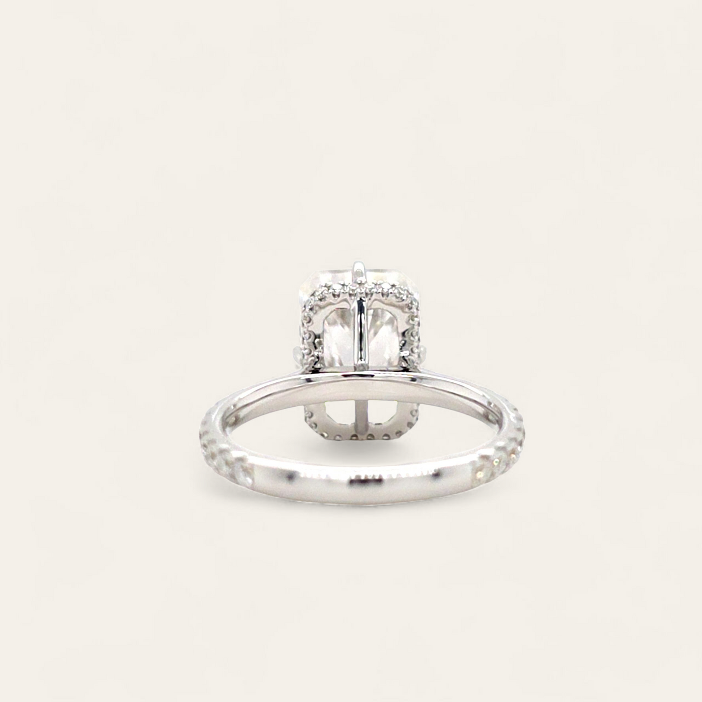 5.2ct Radiant Cut Crushed Ice Moissanite Engagement Ring