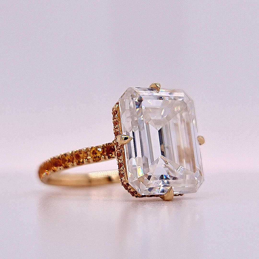 4.5ct Emerald Cut Moissanite Floating Engagement Ring