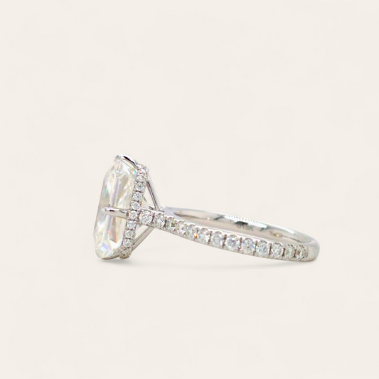 5.2ct Radiant Cut Crushed Ice Moissanite Engagement Ring