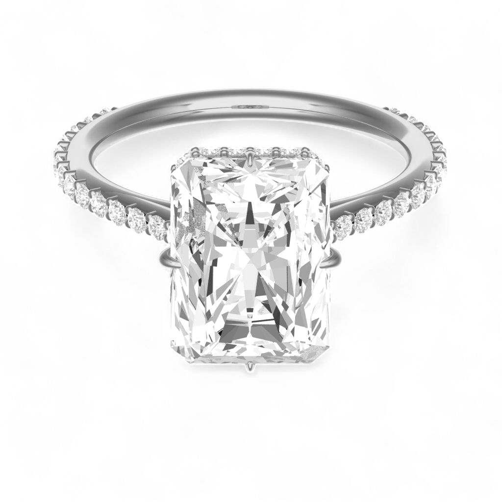 5.2ct Radiant Cut Crushed Ice Moissanite Engagement Ring