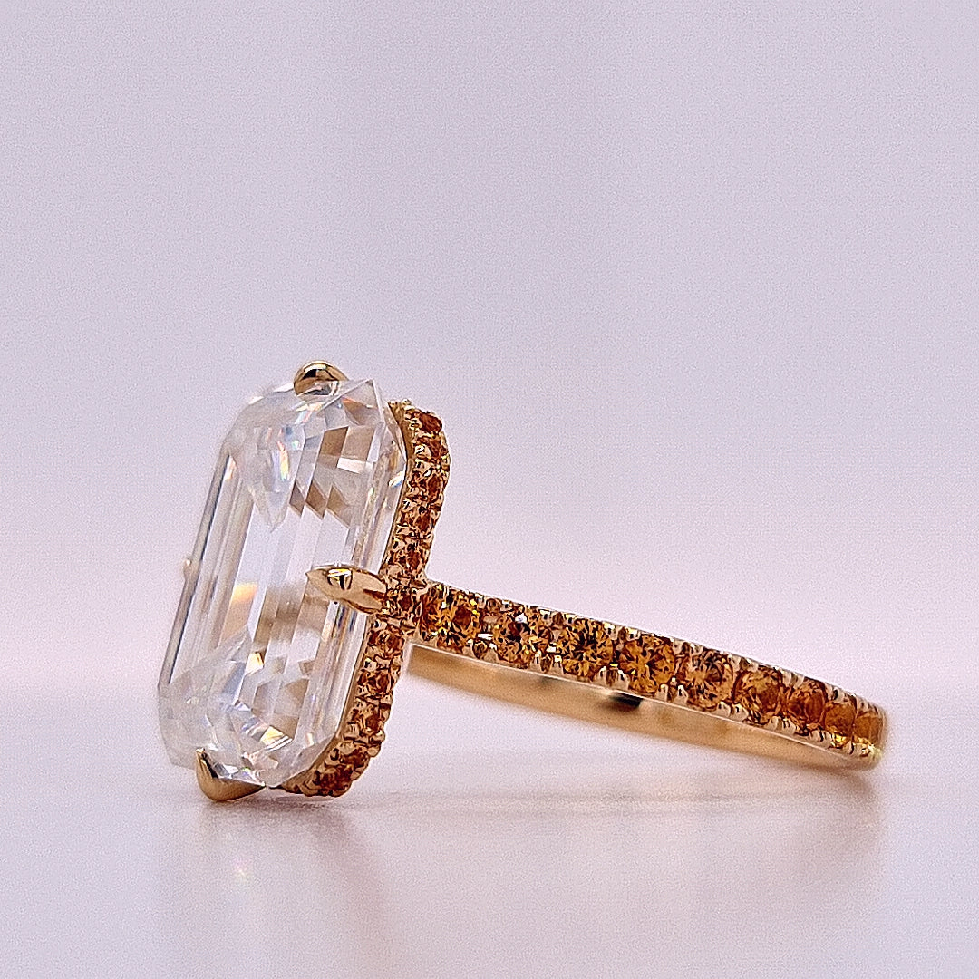 4.5ct Emerald Cut Moissanite Floating Engagement Ring