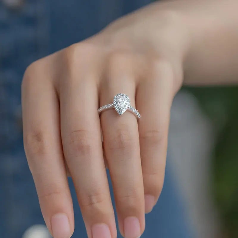 1 Carat tw Pear Cut Halo Ring
