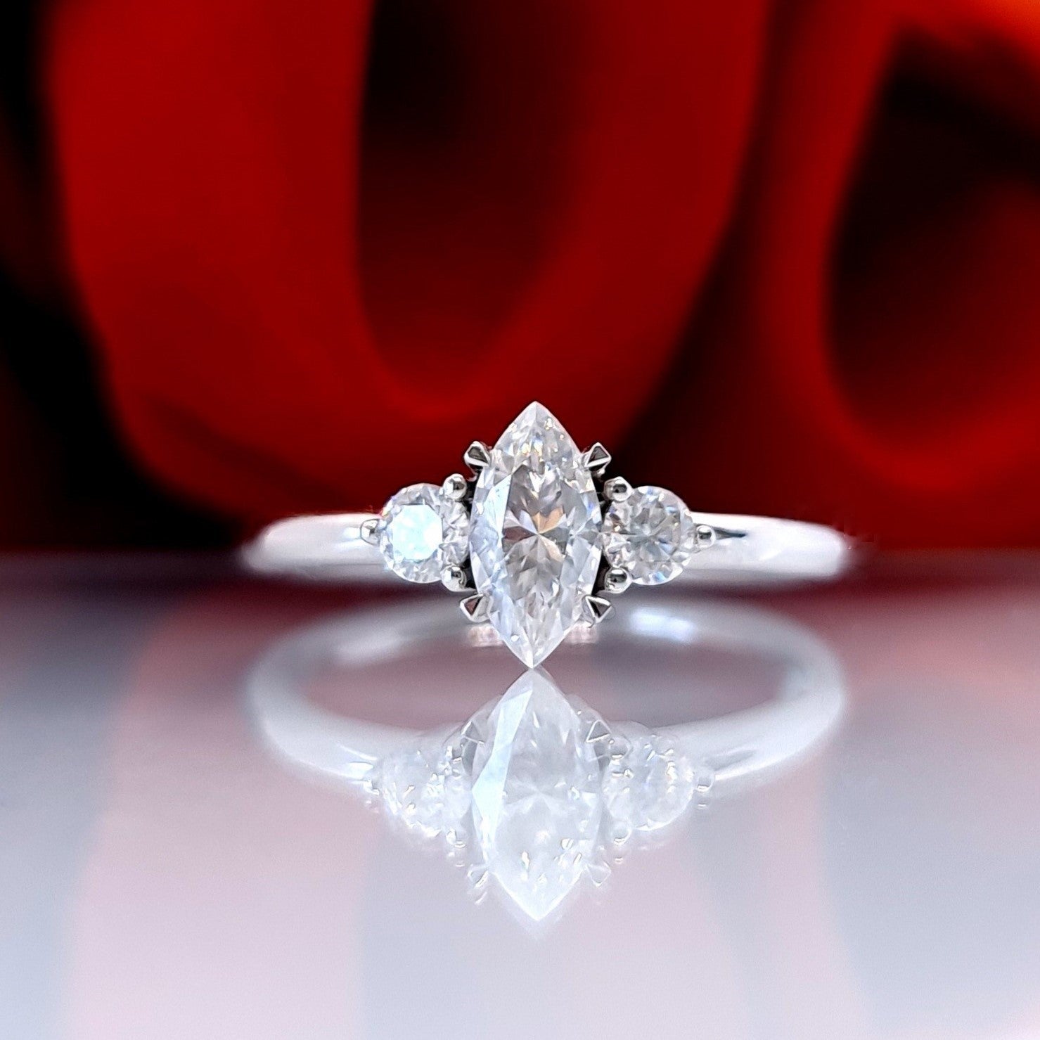 1 carat marquise cut Moissanite Engagement Ring - Sustainable Diamond Alternative Fast next day shipping Sydney Australia Lifetime warranty 