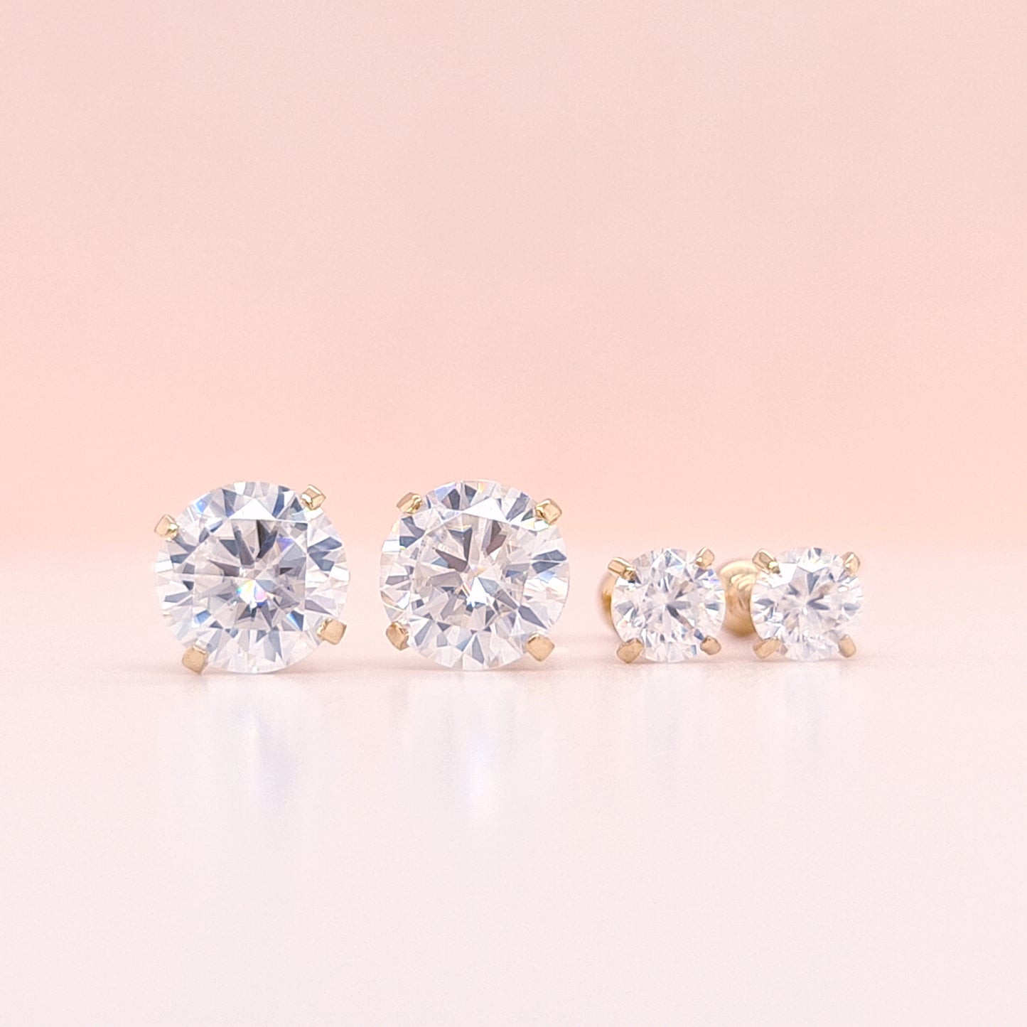 Round Cut Moissanite 14K Gold Sleeper Studs