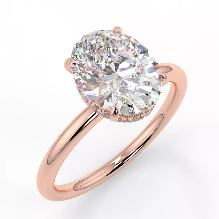 3.74 Carat Oval Cut Crushed Ice Moissanite Solitaire Ring