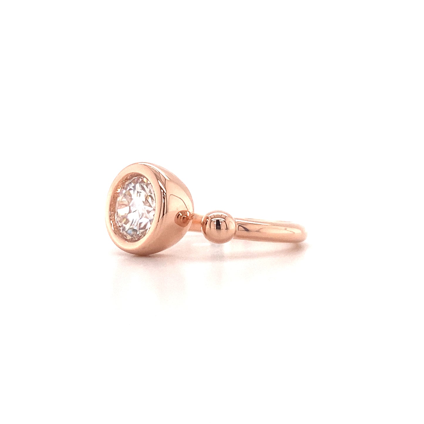 1 Carat Round Cut Bezel Set Open Ring in Rose Gold